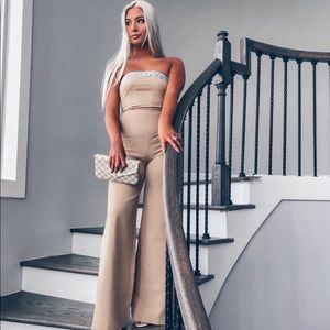 Embellished nude romper